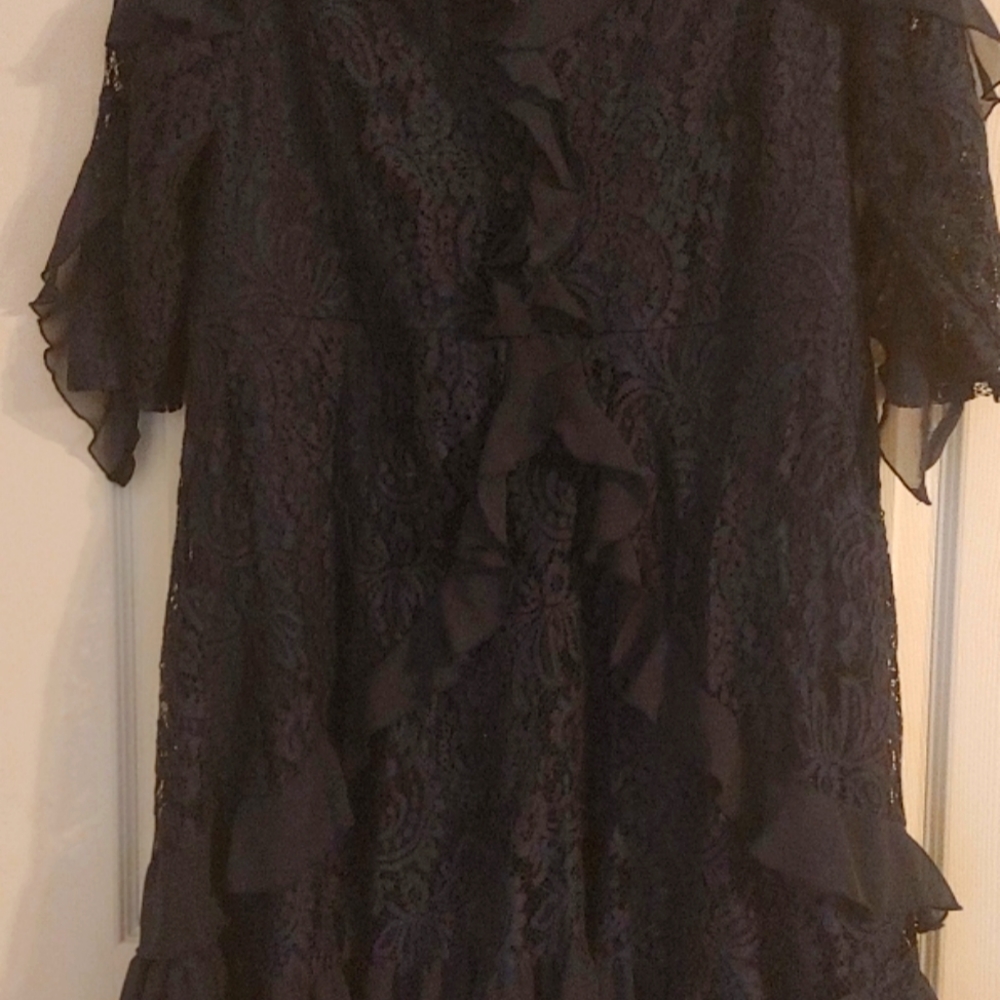 Size 16 navy blue lace ruffle lane bryant dress